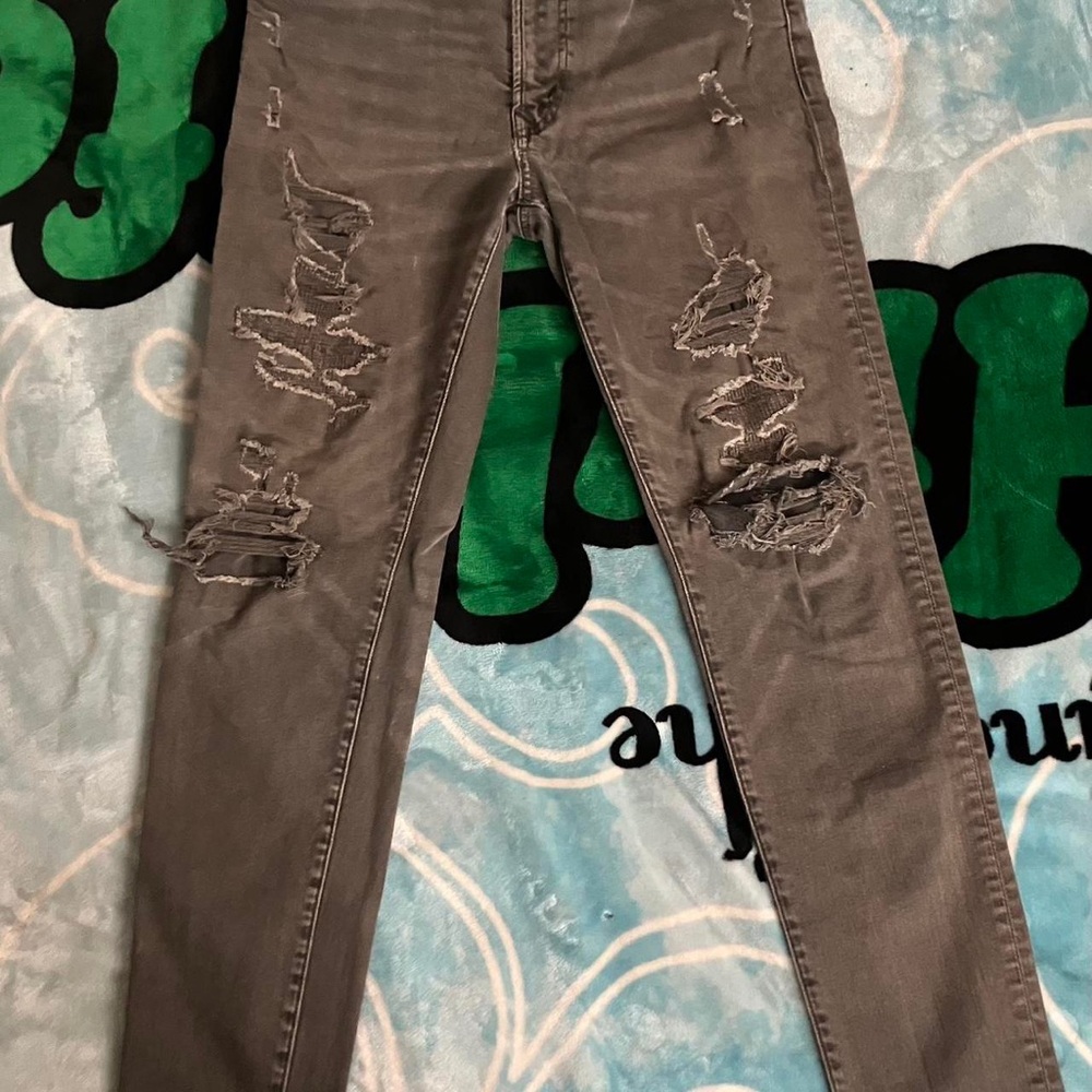 American West Distressed Gray Jeans
